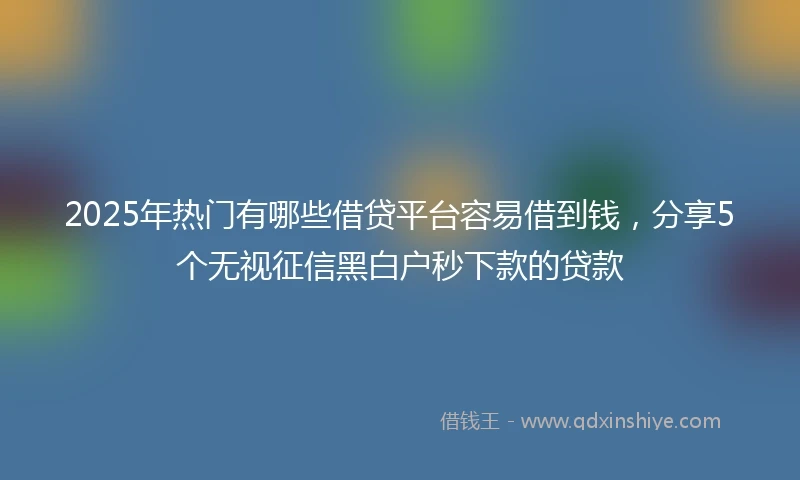 2025年热门有哪些借贷平台容易借到钱，分享5个无视征信黑白户秒下款的贷款