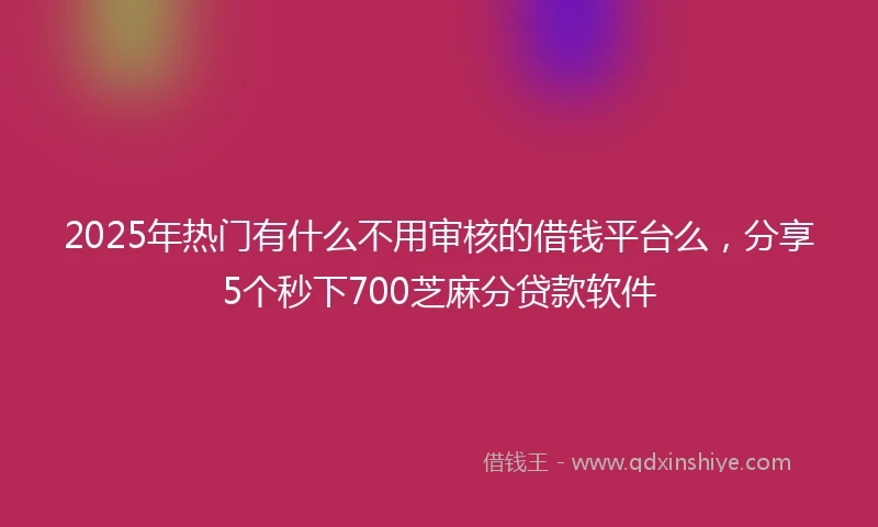 2025年热门有什么不用审核的借钱平台么，分享5个秒下700芝麻分贷款软件