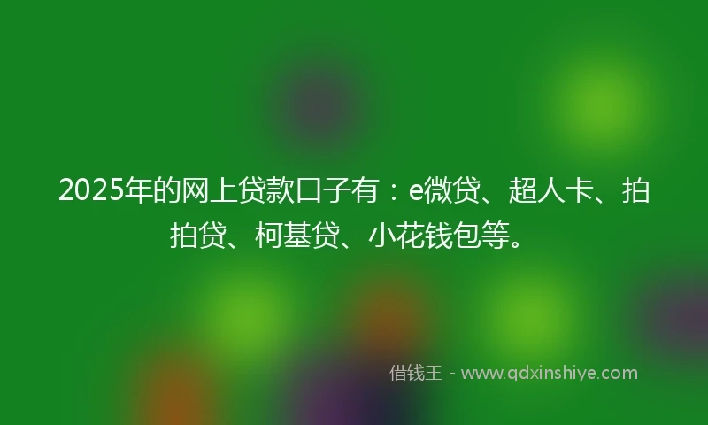 2025年的网上贷款口子有：e微贷、超人卡、拍拍贷、柯基贷、小花钱包等。