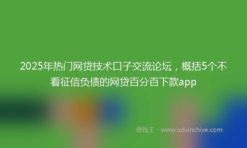 2025年热门网贷技术口子交流论坛，概括5个不看征信负债的网贷百分百下款app