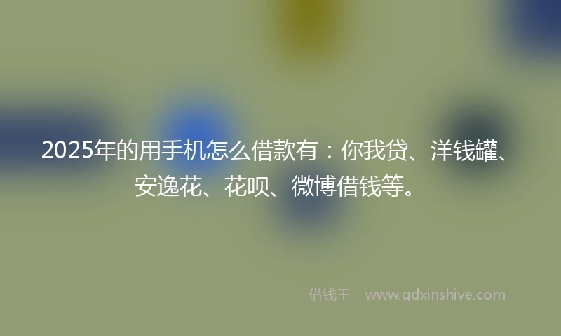 2025年的用手机怎么借款有：你我贷、洋钱罐、安逸花、花呗、微博借钱等。