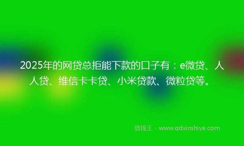 2025年的网贷总拒能下款的口子有：e微贷、人人贷、维信卡卡贷、小米贷款、微粒贷等。