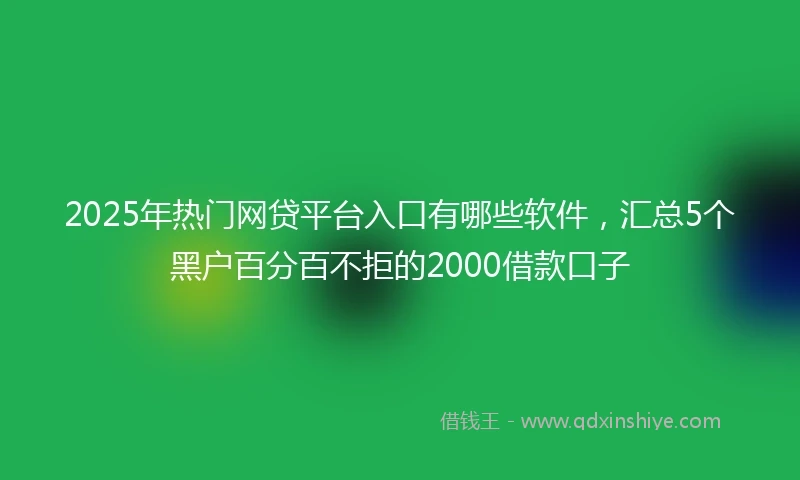2025年热门网贷平台入口有哪些软件，汇总5个黑户百分百不拒的2000借款口子