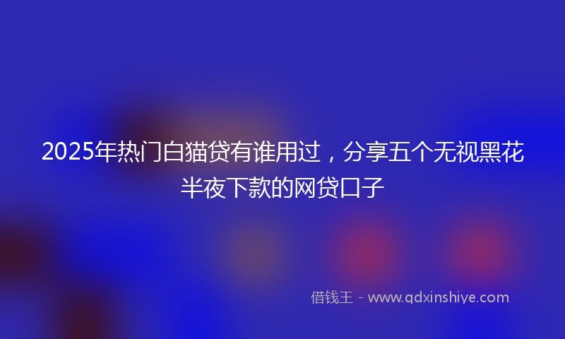 2025年热门白猫贷有谁用过，分享五个无视黑花半夜下款的网贷口子
