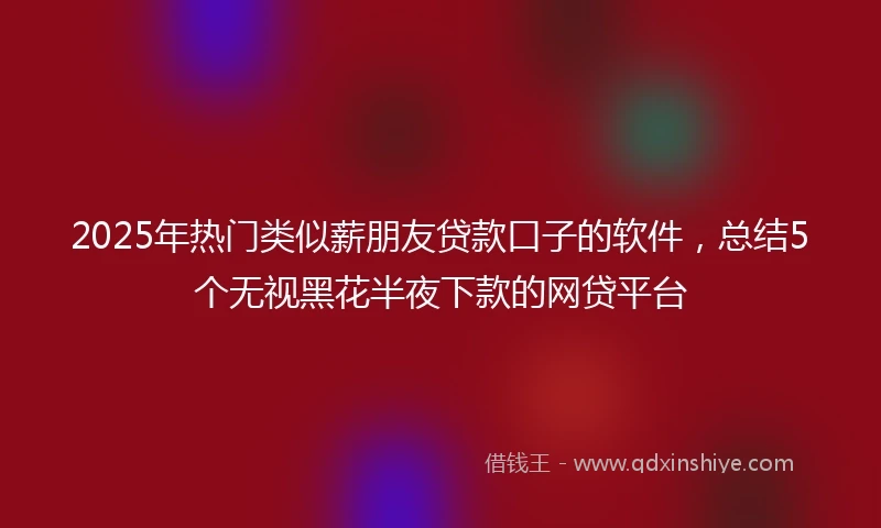 2025年热门类似薪朋友贷款口子的软件，总结5个无视黑花半夜下款的网贷平台
