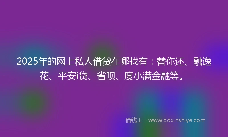2025年的网上私人借贷在哪找有:替你还、融逸花、平安i贷、省呗、度小满金融等。