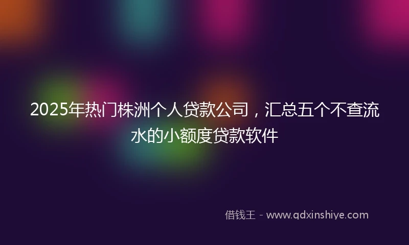 2025年热门株洲个人贷款公司，汇总五个不查流水的小额度贷款软件
