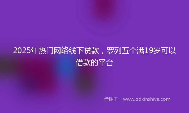2025年热门网络线下贷款，罗列五个满19岁可以借款的平台