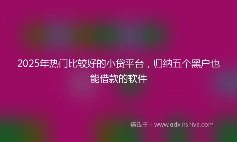 2025年热门比较好的小贷平台，归纳五个黑户也能借款的软件