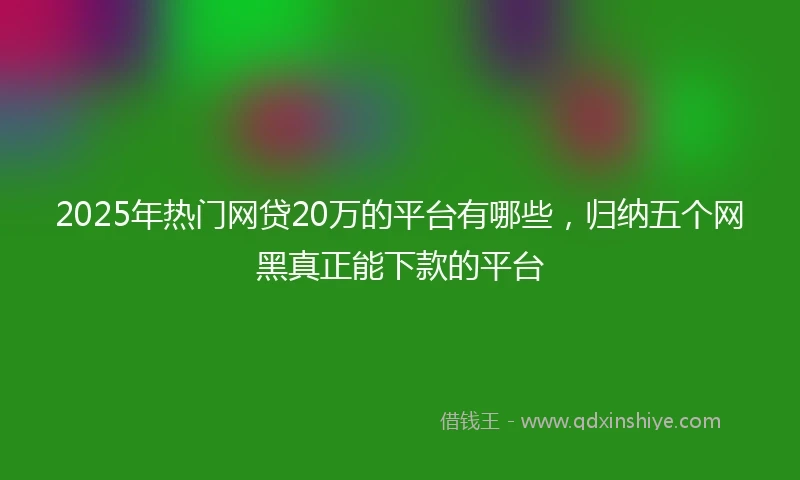 2025年热门网贷20万的平台有哪些,归纳五个网黑真正能下款的平台