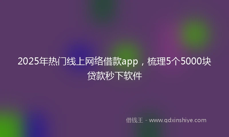 2025年热门线上网络借款app，梳理5个5000块贷款秒下软件