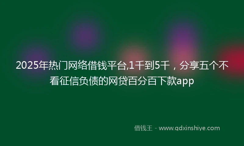 2025年热门网络借钱平台,1千到5千，分享五个不看征信负债的网贷百分百下款app