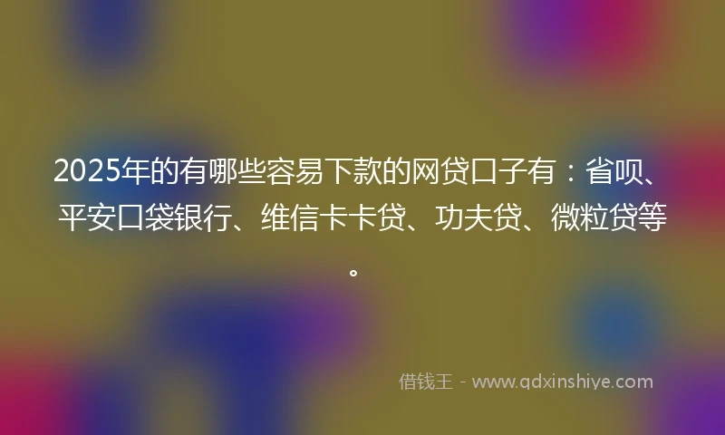 2025年的有哪些容易下款的网贷口子有：省呗、平安口袋银行、维信卡卡贷、功夫贷、微粒贷等。