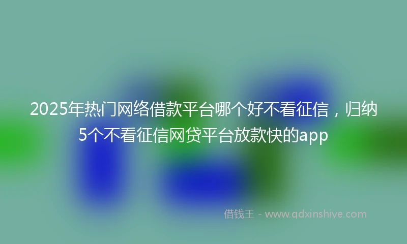 2025年热门网络借款平台哪个好不看征信，归纳5个不看征信网贷平台放款快的app