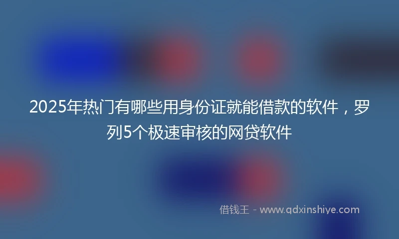 2025年热门有哪些用身份证就能借款的软件，罗列5个极速审核的网贷软件