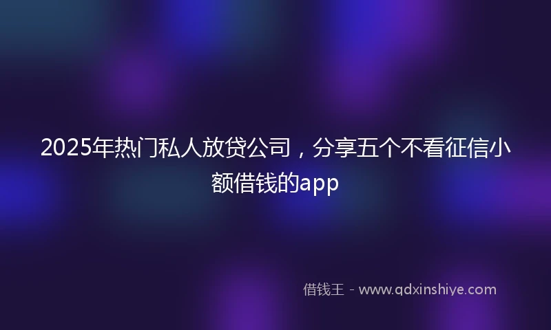 2025年热门私人放贷公司，分享五个不看征信小额借钱的app