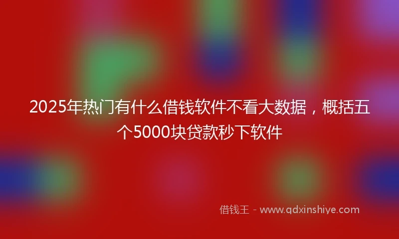 2025年热门有什么借钱软件不看大数据，概括五个5000块贷款秒下软件