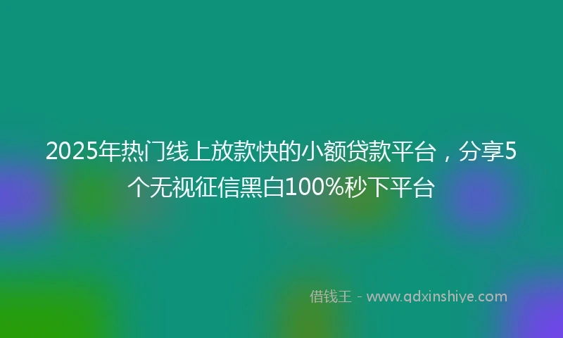 2025年热门线上放款快的小额贷款平台，分享5个无视征信黑白100%秒下平台