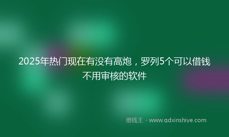 2025年热门现在有没有高炮，罗列5个可以借钱不用审核的软件