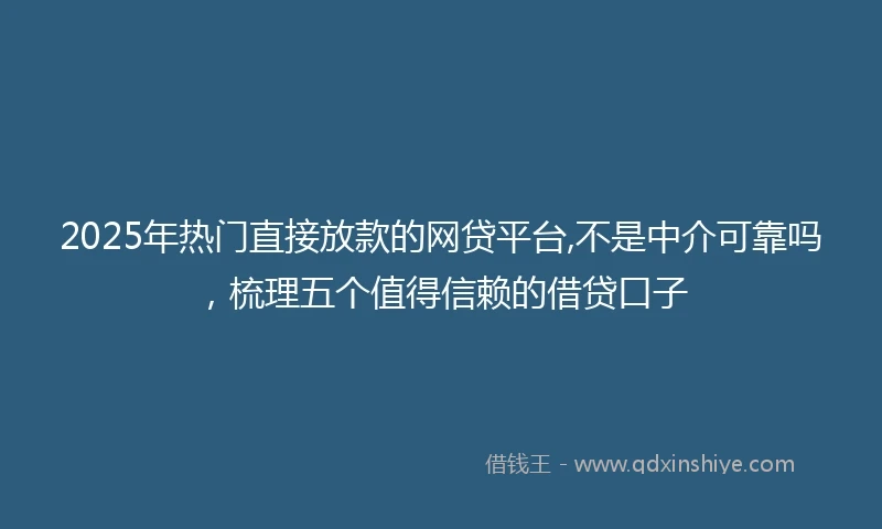 2025年热门直接放款的网贷平台,不是中介可靠吗，梳理五个值得信赖的借贷口子