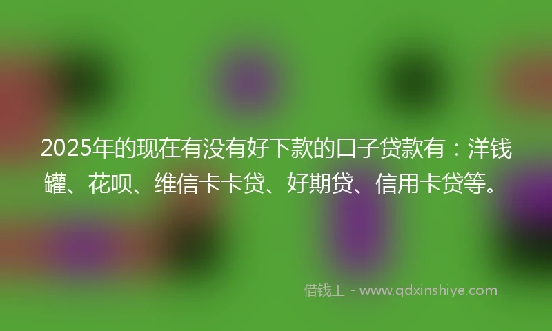 2025年的现在有没有好下款的口子贷款有：洋钱罐、花呗、维信卡卡贷、好期贷、信用卡贷等。