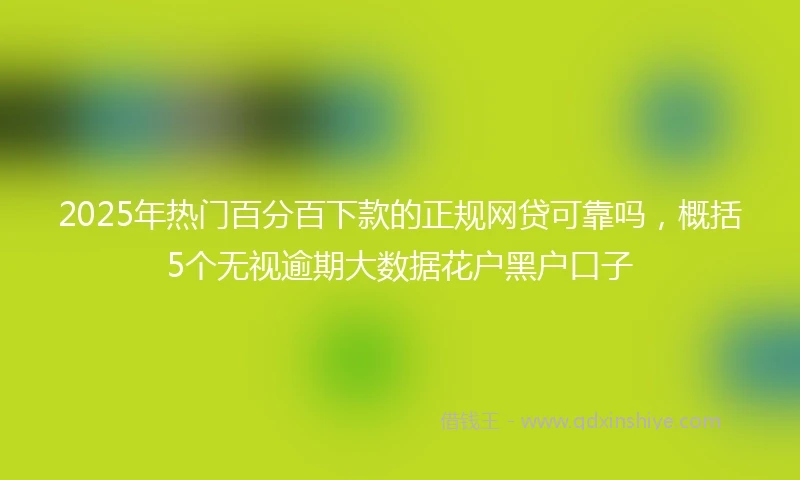 2025年热门百分百下款的正规网贷可靠吗，概括5个无视逾期大数据花户黑户口子