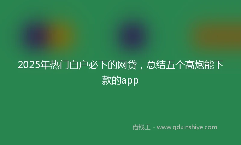 2025年热门白户必下的网贷，总结五个高炮能下款的app