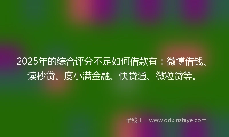 2025年的综合评分不足如何借款有：微博借钱、读秒贷、度小满金融、快贷通、微粒贷等。