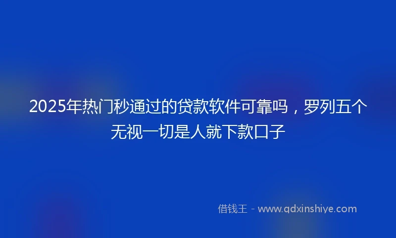 2025年热门秒通过的贷款软件可靠吗，罗列五个无视一切是人就下款口子