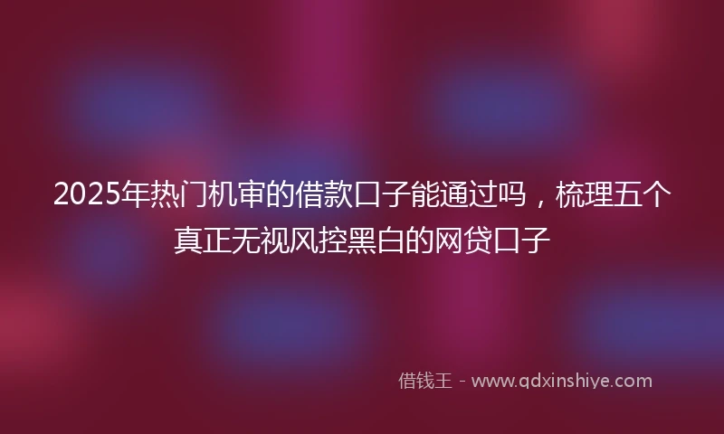 2025年热门机审的借款口子能通过吗，梳理五个真正无视风控黑白的网贷口子