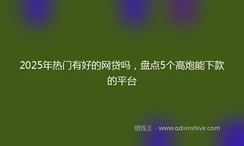 2025年热门有好的网贷吗，盘点5个高炮能下款的平台