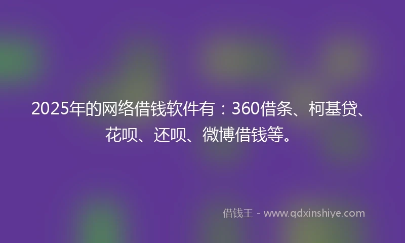 2025年的网络借钱软件有：360借条、柯基贷、花呗、还呗、微博借钱等。