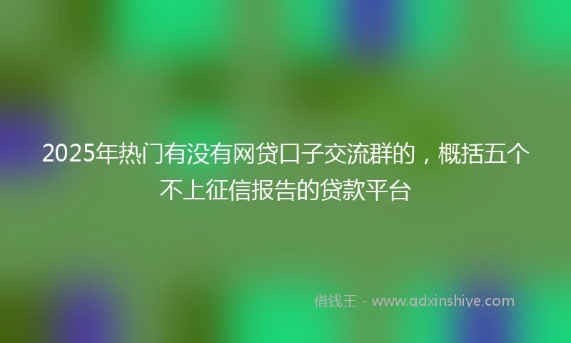 2025年热门有没有网贷口子交流群的，概括五个不上征信报告的贷款平台