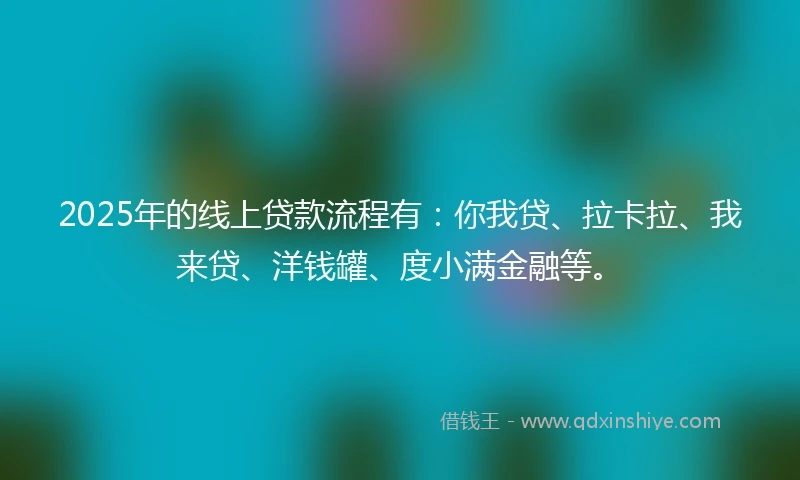 2025年的线上贷款流程有：你我贷、拉卡拉、我来贷、洋钱罐、度小满金融等。