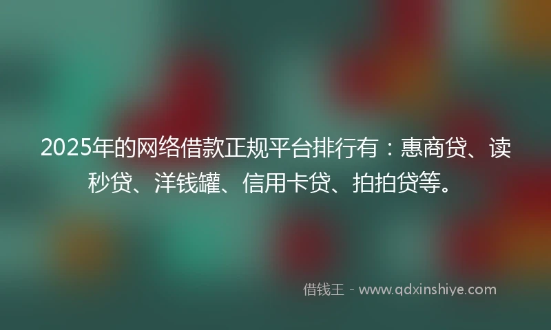 2025年的网络借款正规平台排行有：惠商贷、读秒贷、洋钱罐、信用卡贷、拍拍贷等。