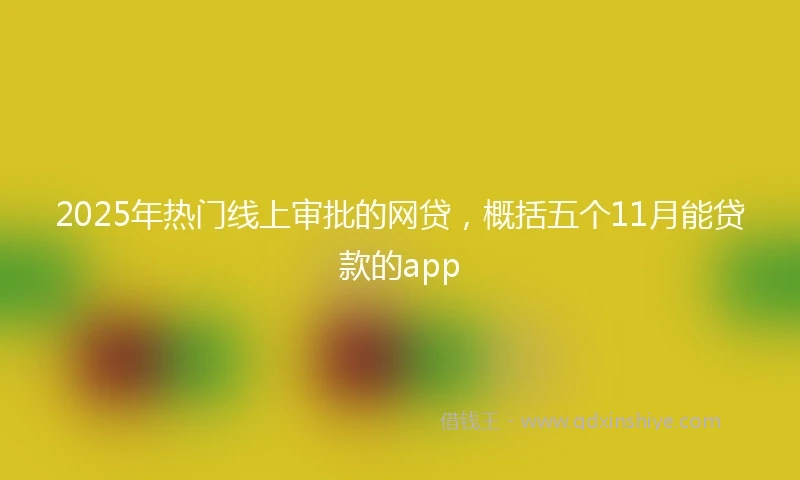 2025年热门线上审批的网贷，概括五个11月能贷款的app