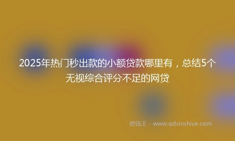 2025年热门秒出款的小额贷款哪里有，总结5个无视综合评分不足的网贷