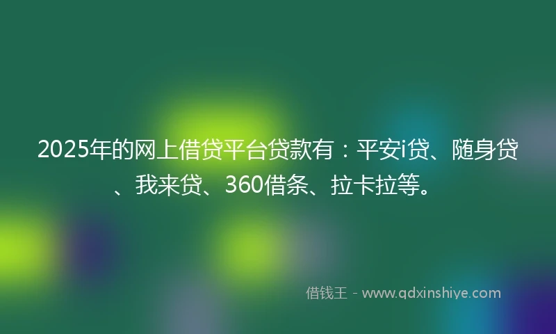 2025年的网上借贷平台贷款有：平安i贷、随身贷、我来贷、360借条、拉卡拉等。