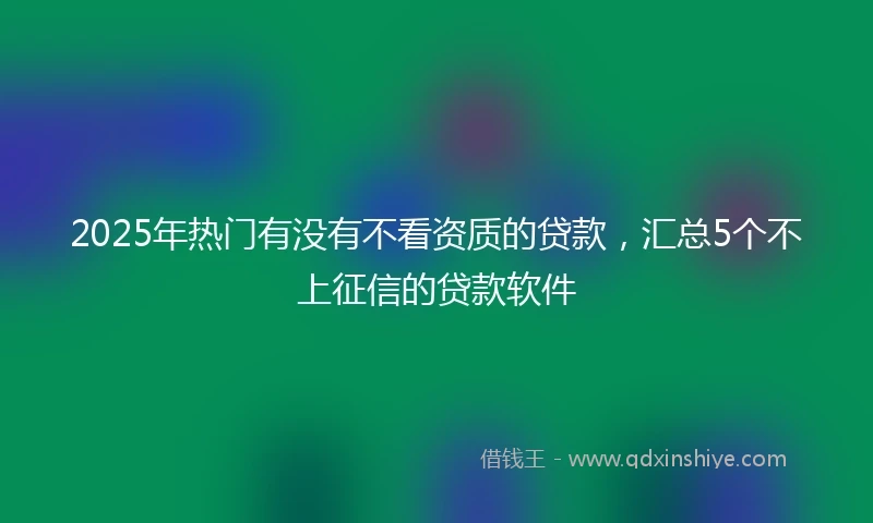 2025年热门有没有不看资质的贷款，汇总5个不上征信的贷款软件