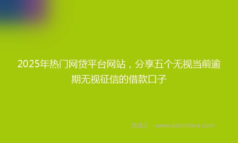 2025年热门网贷平台网站，分享五个无视当前逾期无视征信的借款口子