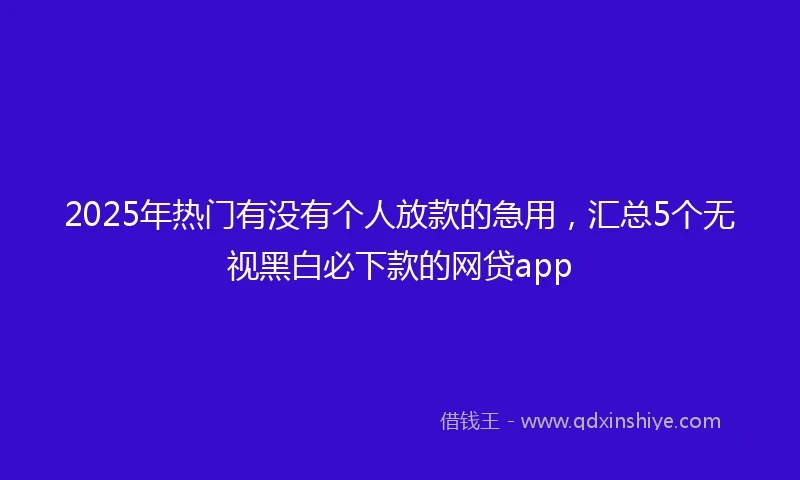 2025年热门有没有个人放款的急用，汇总5个无视黑白必下款的网贷app