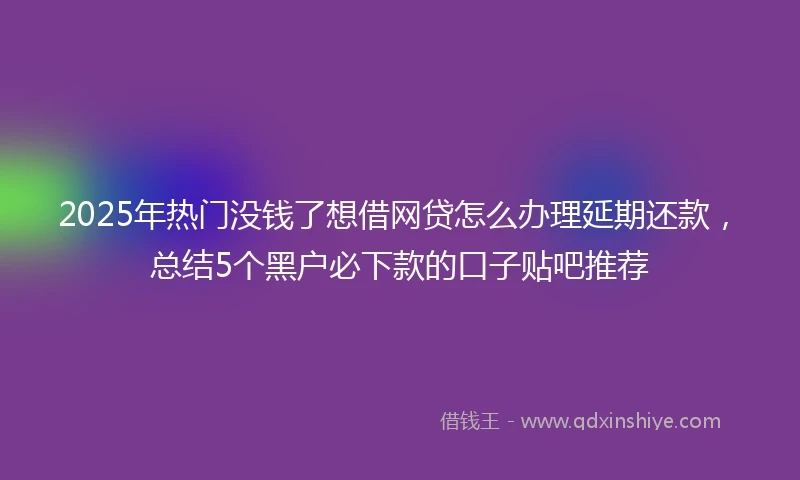 2025年热门没钱了想借网贷怎么办理延期还款，总结5个黑户必下款的口子贴吧推荐