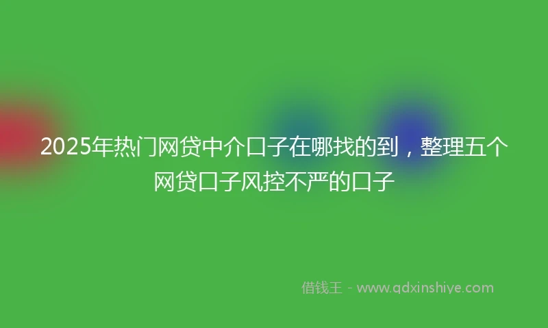 2025年热门网贷中介口子在哪找的到，整理五个网贷口子风控不严的口子