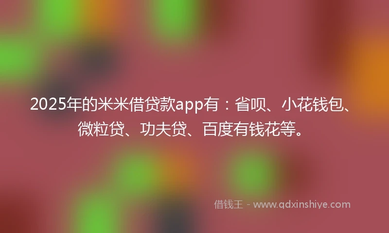 2025年的米米借贷款app有：省呗、小花钱包、微粒贷、功夫贷、百度有钱花等。