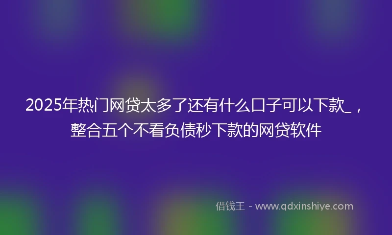 2025年热门网贷太多了还有什么口子可以下款_，整合五个不看负债秒下款的网贷软件