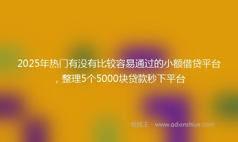 2025年热门有没有比较容易通过的小额借贷平台，整理5个5000块贷款秒下平台