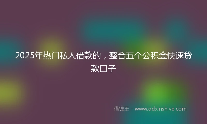 2025年热门私人借款的，整合五个公积金快速贷款口子