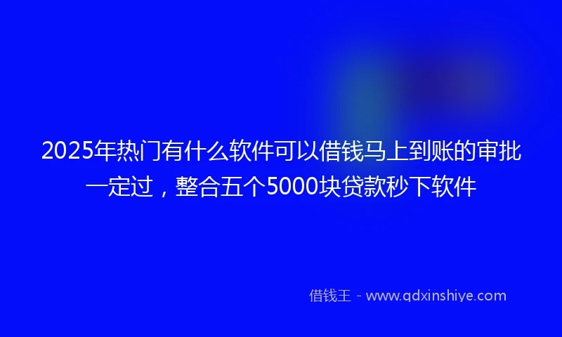 2025年热门有什么软件可以借钱马上到账的审批一定过，整合五个5000块贷款秒下软件
