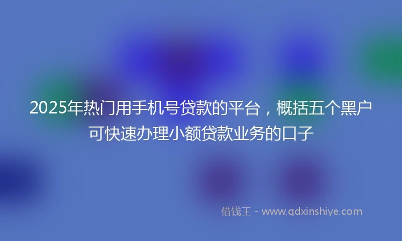 2025年热门用手机号贷款的平台，概括五个黑户可快速办理小额贷款业务的口子
