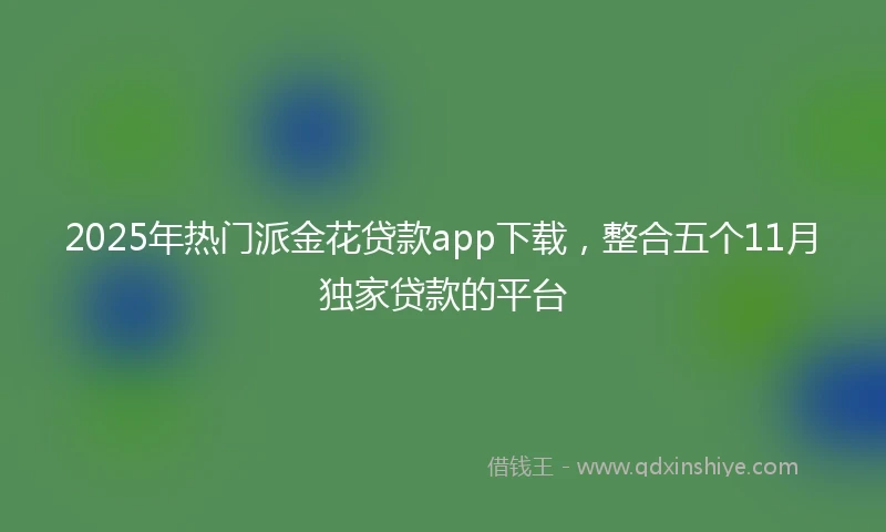 2025年热门派金花贷款app下载，整合五个11月独家贷款的平台